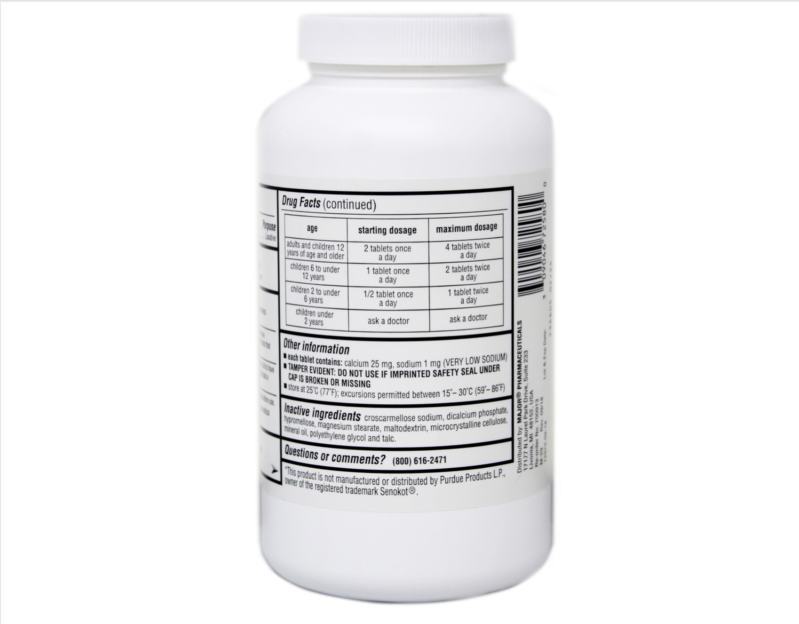 Major Pharmaceuticals Senna Vegetable Laxative Tablets, 1000 ct.