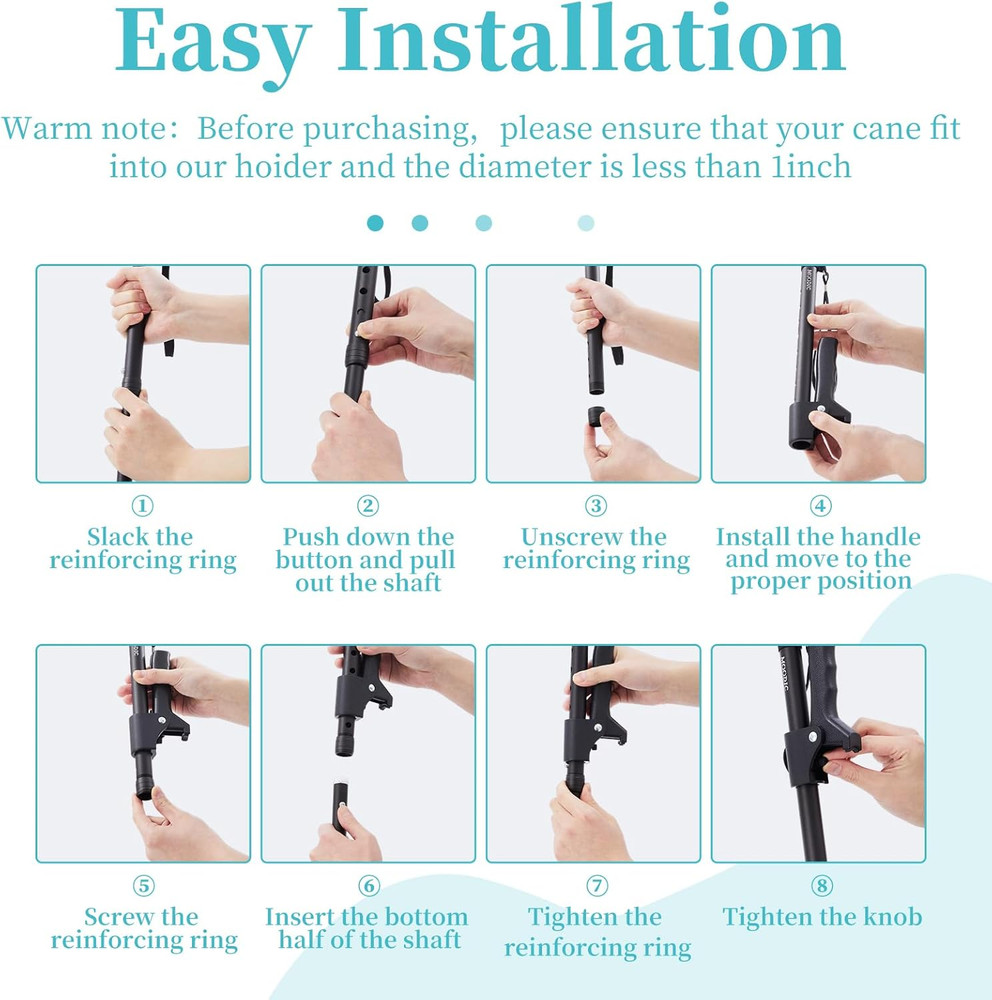 Walking Cane Accessories-Second Handle. Auxiliary Handle with Immovable Fixed