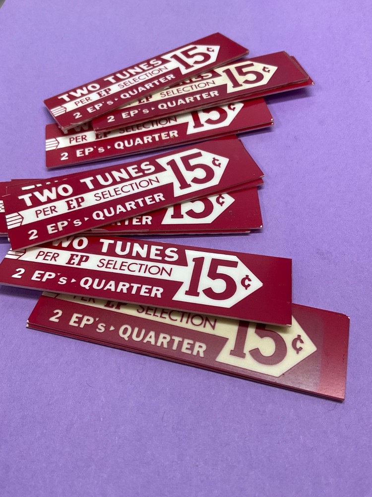 15 Seeburg V200 Jukebox 15 Cent EP Selection Program Drum Pricing Window Inserts