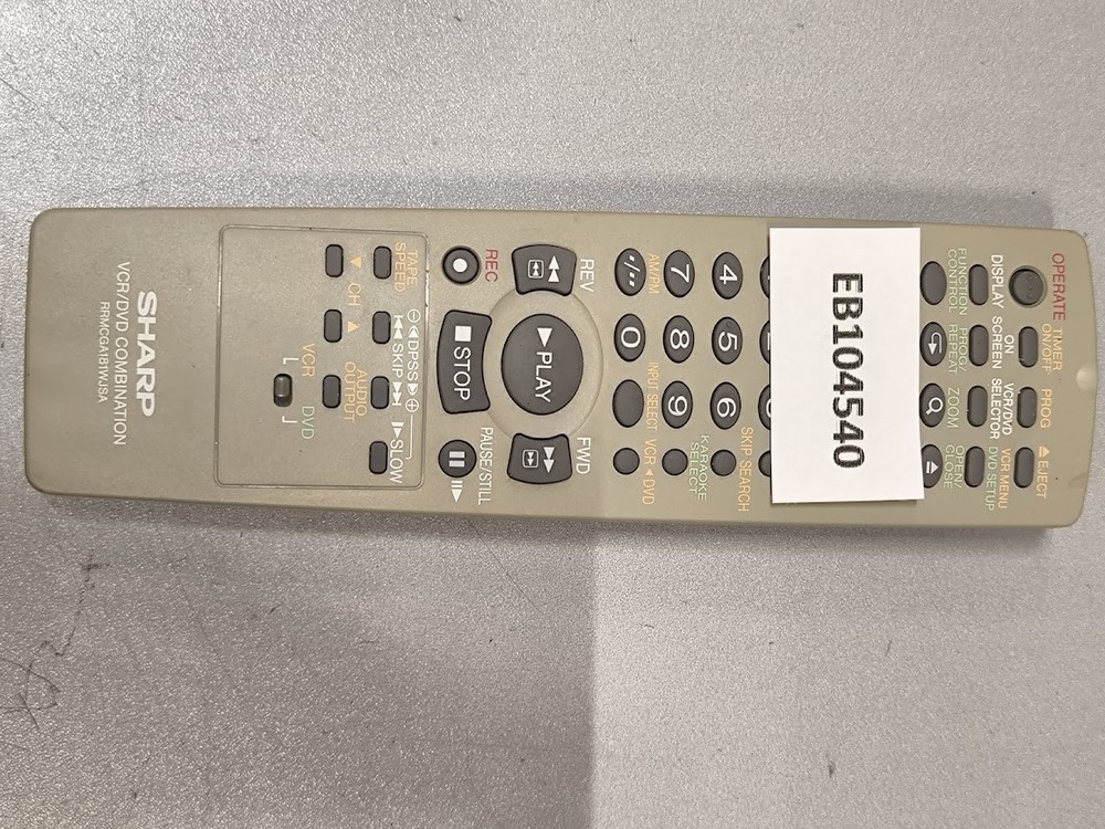 Sharp RRMCGA181WJSA VCR/DVD Remote - Working Used