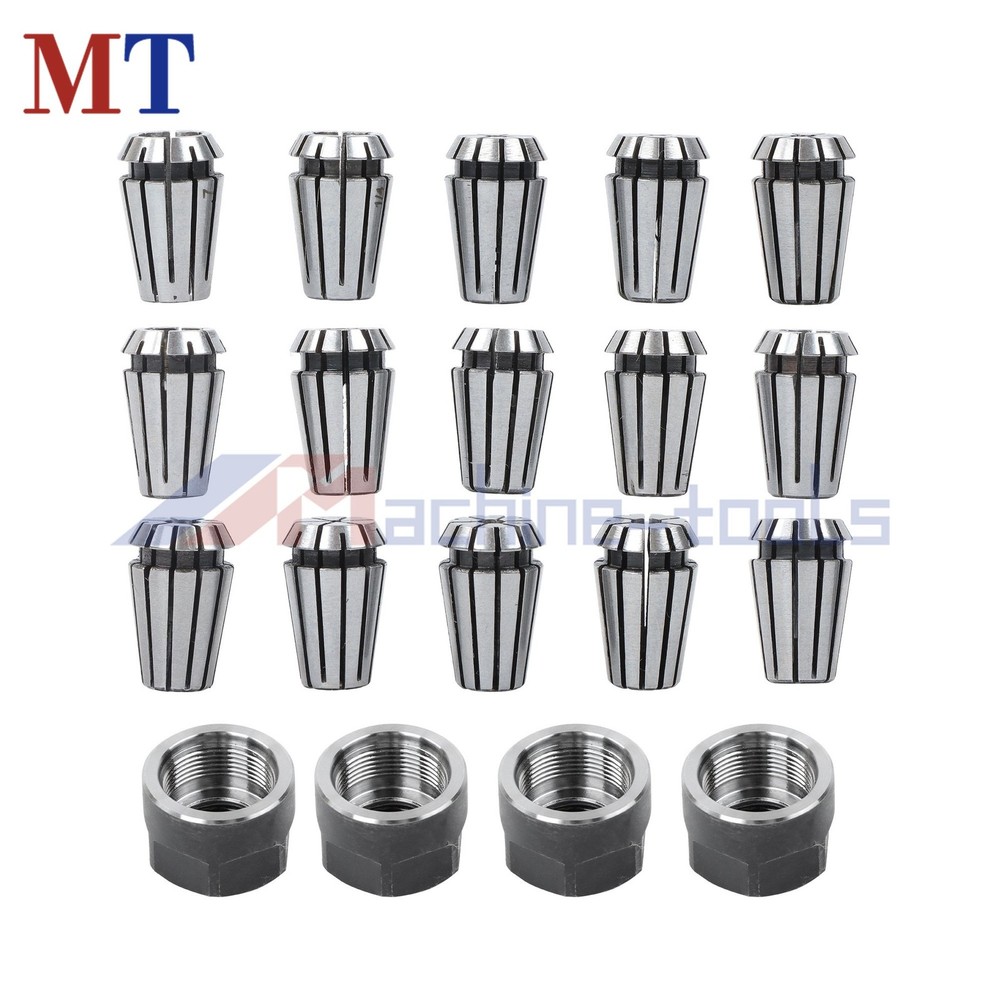 19pc ER11 Precision Collet Set for Mini CNC Mill Lathe M14 Thread Nuts