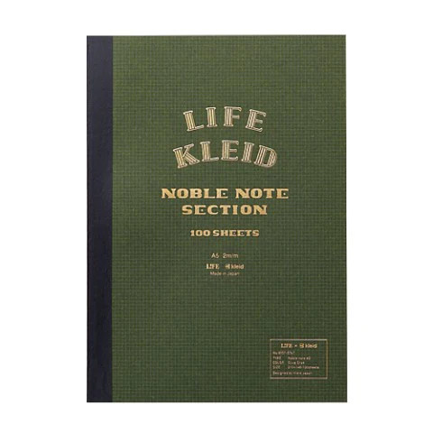 LIFE x Kleid Noble Notebook - A5 - Olive - Cream Paper