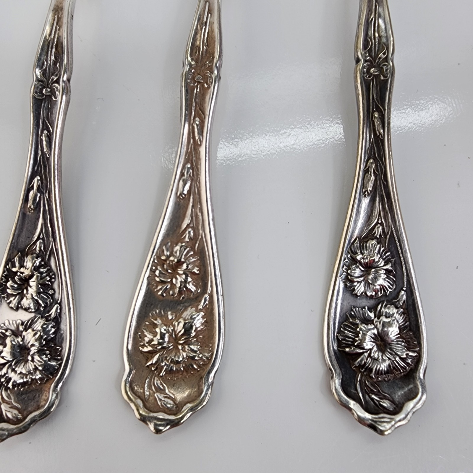 Wm Rogers (W.R.) Carnation 1908 Silverplate Dinner Spoons Set 6 Vintage Crafting