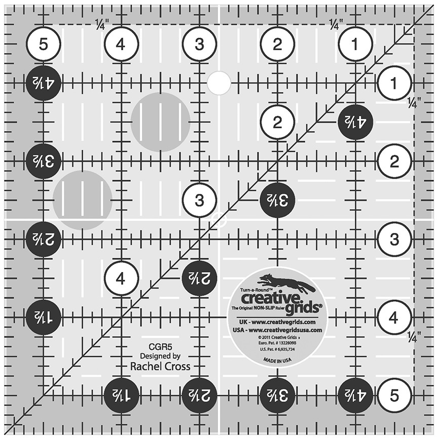Creative Grids 5 1/2" Square Ruler Sewing and Quilting Ruler