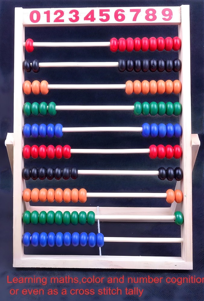 Wooden Counting Number Frame 10 Rows Abacus for Kids Math Learning NEW