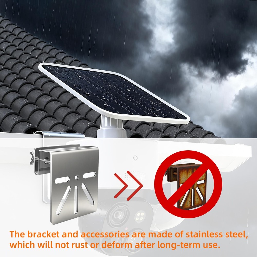 2 Pack Gutter Mount for Eufy Solocam S340/E30, Stainless Steel Silvery2