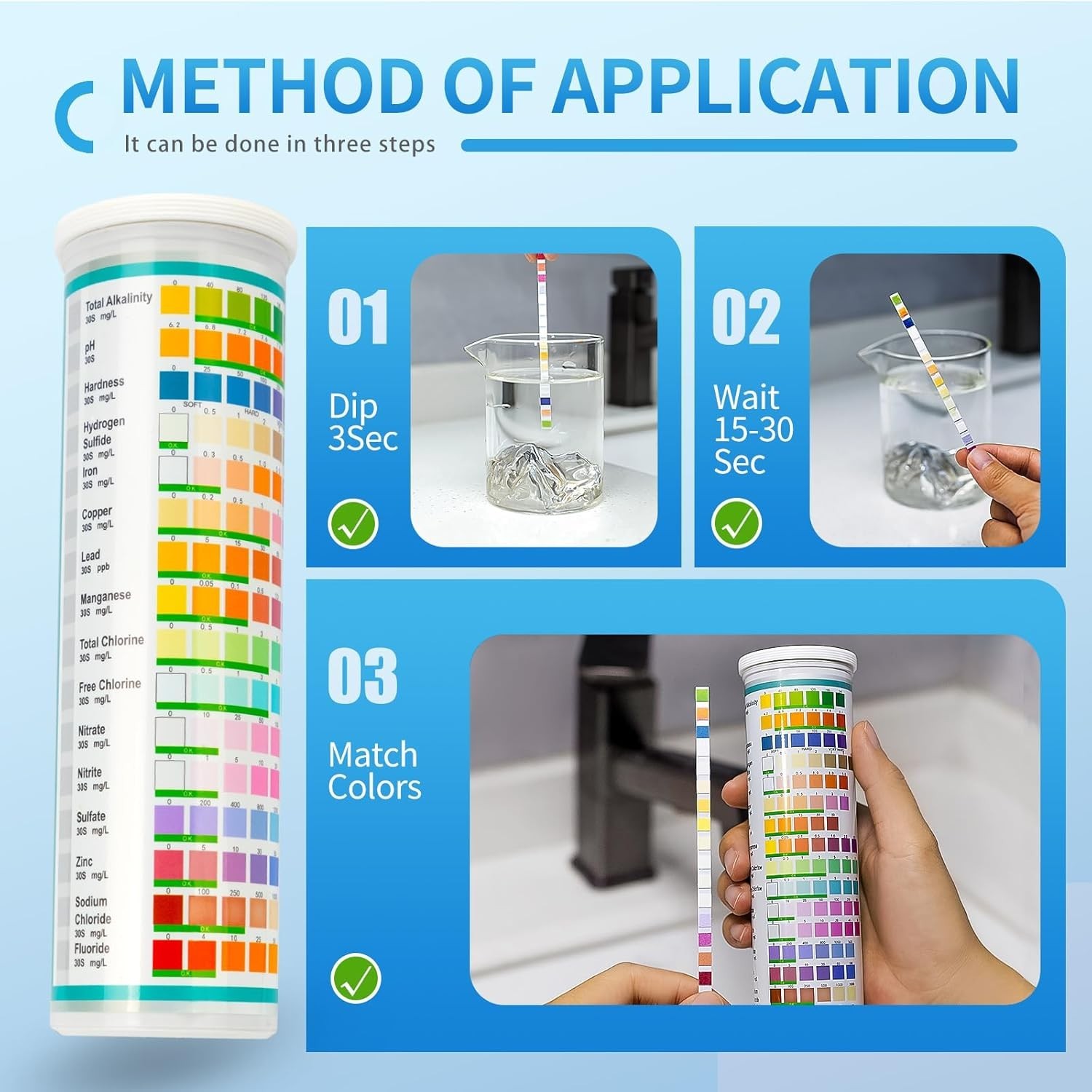 20 in 1 Complete Drinking Water Test Kits 125 Strips-Well Tap Home City W