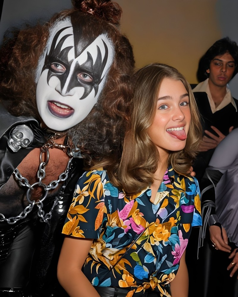 Gene Simmons & Brooke Shields KISS  8x10 Reprint