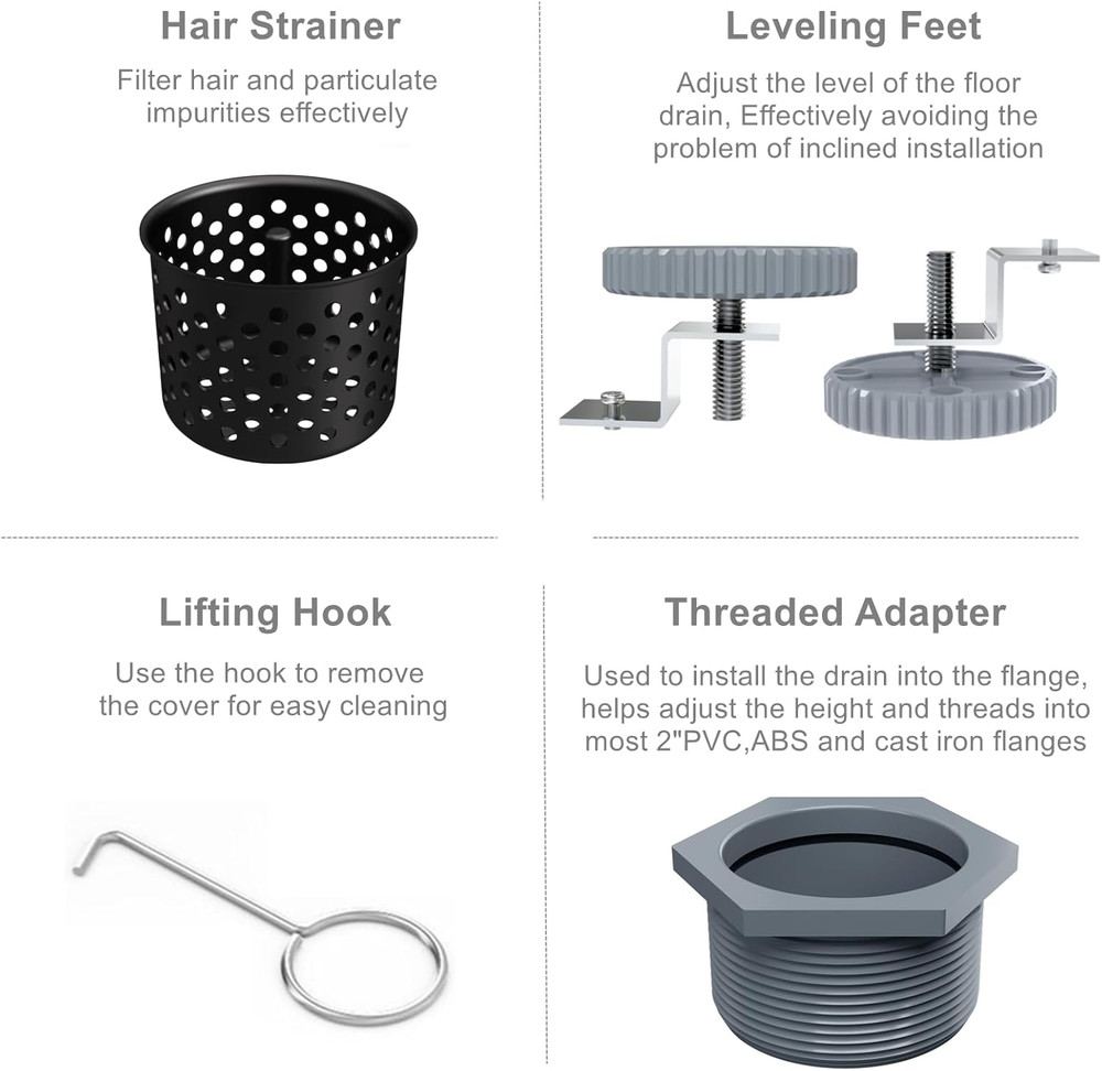 24 Inch Linear Shower Drain with Removable Wedge Wire Pattern Grate, Matte Black