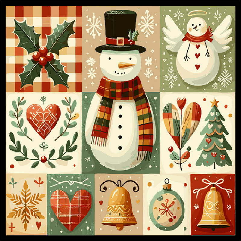 30 Custom Patch Work Winter Time Personalized Address Labels