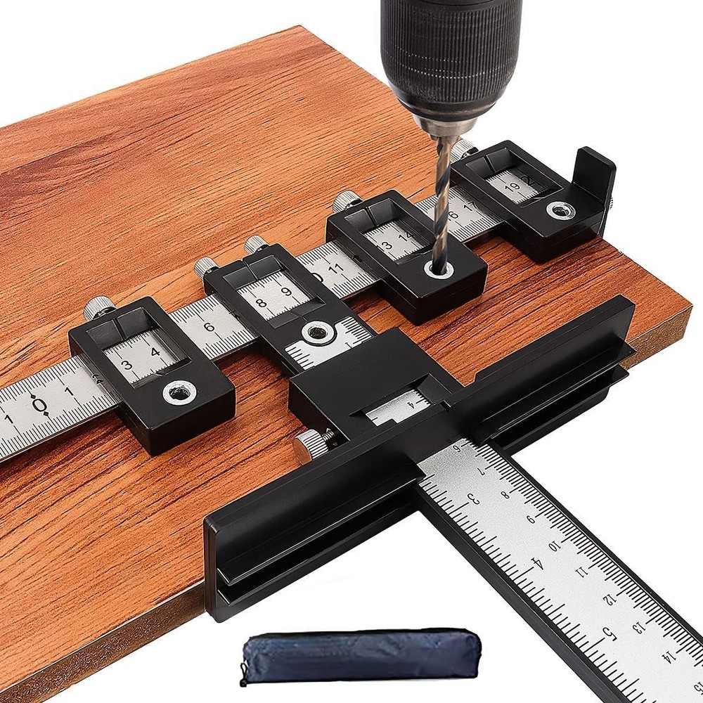 Cabinet Hardware Jig Tool, Wood Drilling Guide for Handles & Knobs, Black
