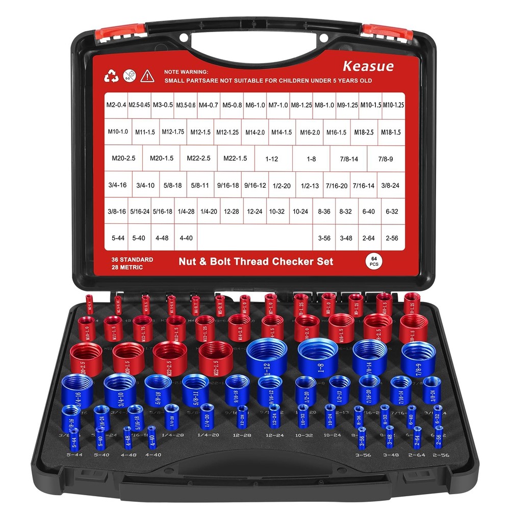 64Pcs Thread Checker, Nut and Bolt Thread Checker, 36 Inch 28 Metric Box Set...