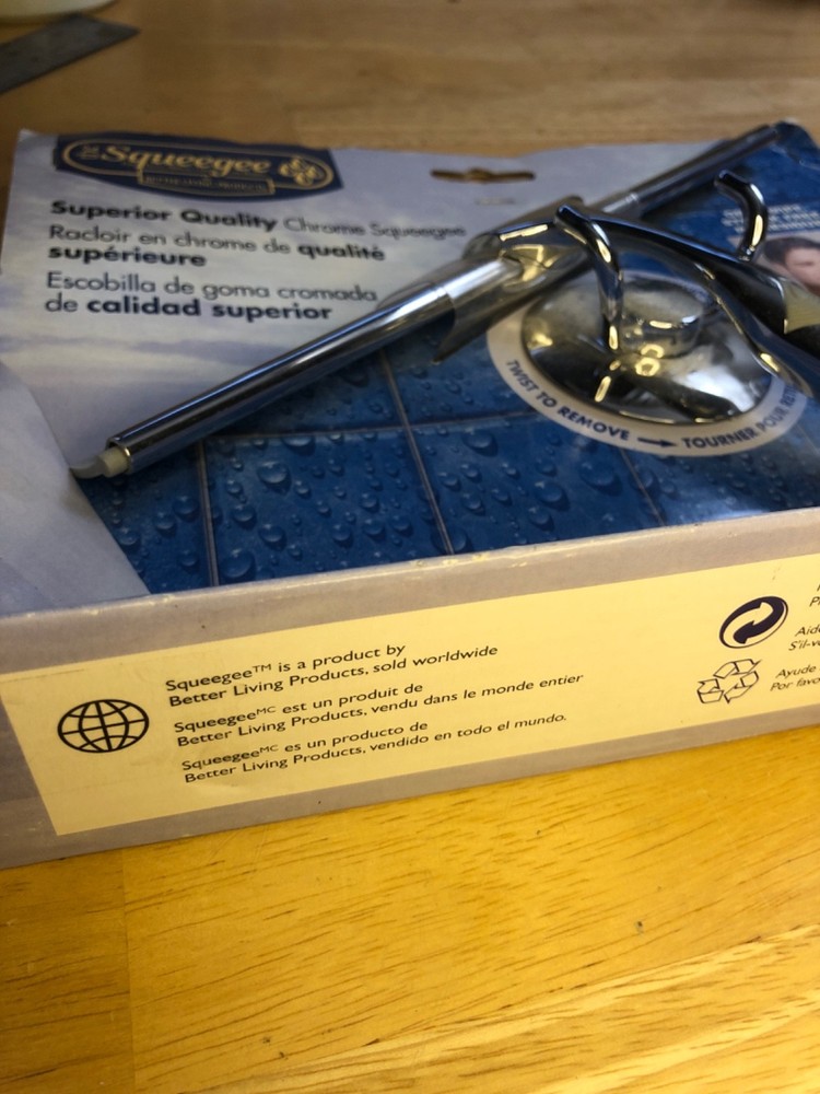 Chrome Shower Squeegee, model 17600 by Better Living, includes suction-cup hook!