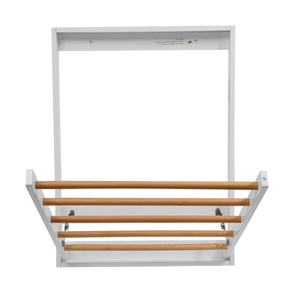 Wall-Mounted Foldable Clothes Drying Rack - Solid Wood Indoor Laundry Organiz...