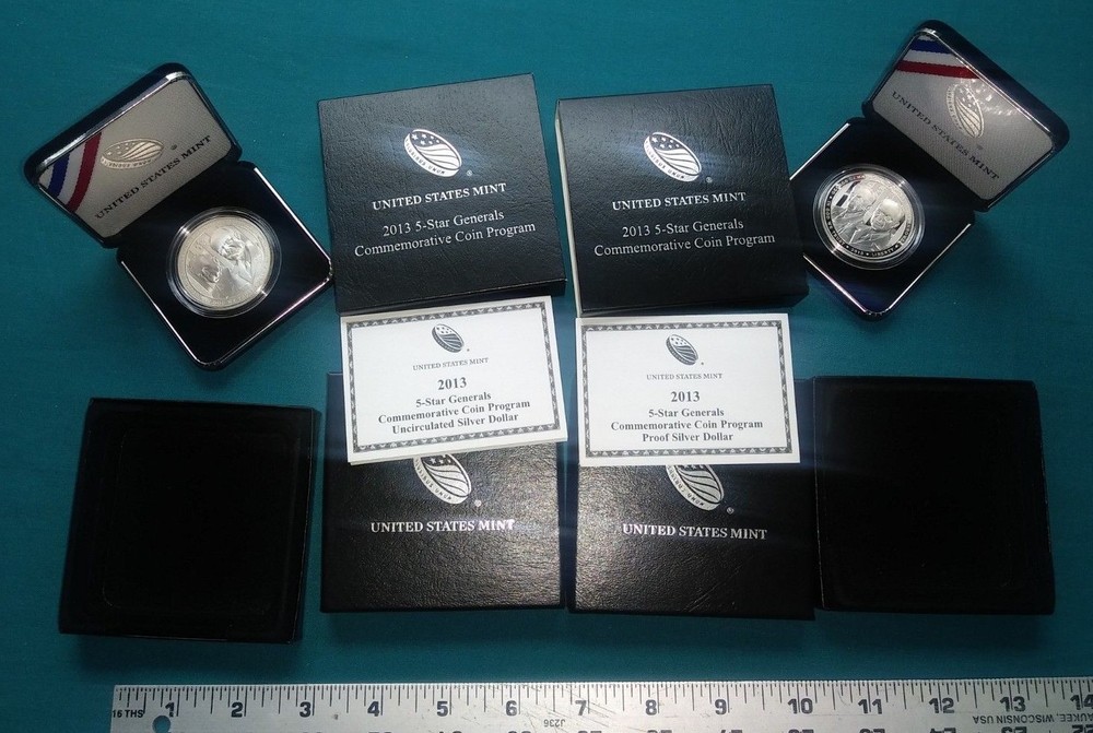 Set of 2-2013 5-Star Generals Comm Coin Program Uncir/PROOF Half Dollar #515