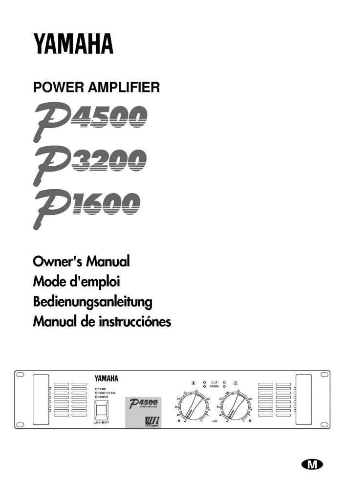 Yamaha P-4500 Amplifier Owners Manual