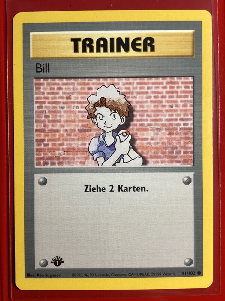 Pokemon Trainer Card BILL German 1st edition Base Set 91/102