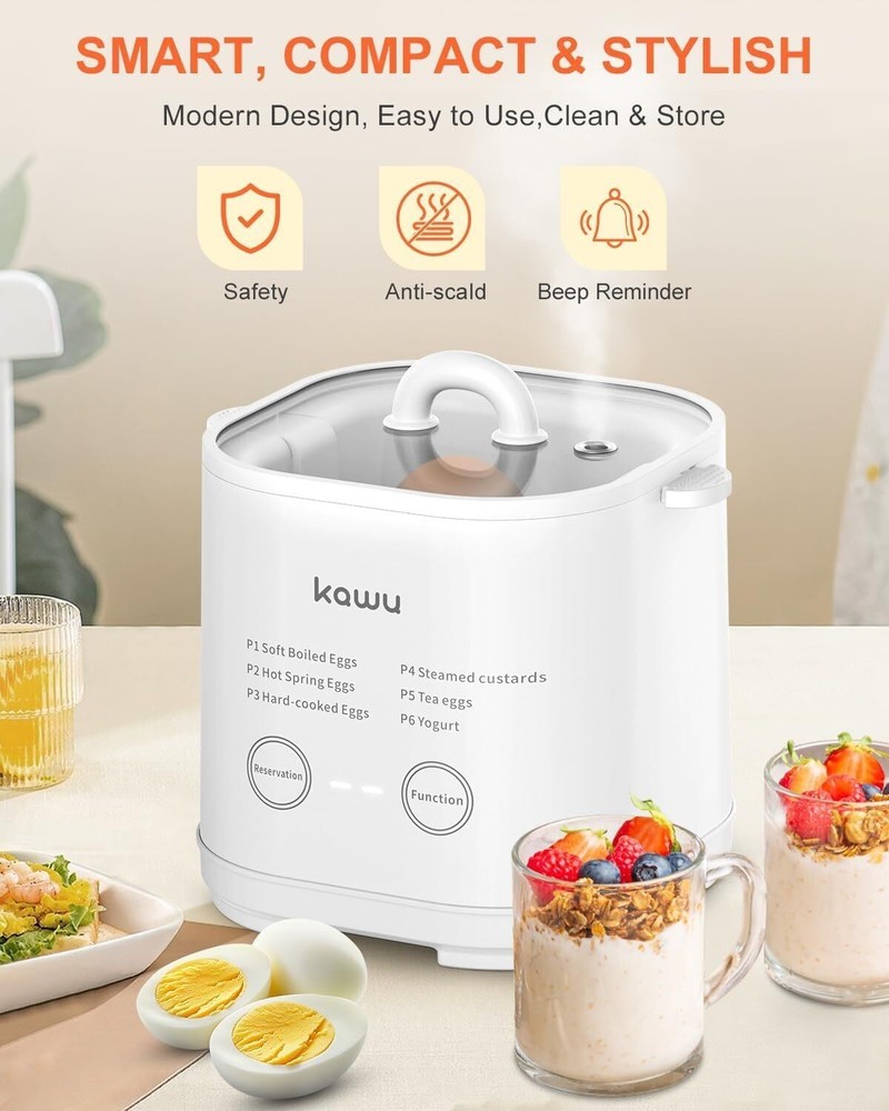 Rapid Egg Cooker 6-Function Egg Cooker for Hard Boiled Egg with w/ Bowl & Rack