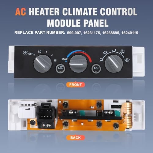 599-007 AC Heater Climate Control Switch Panel Module Without Rear Window
