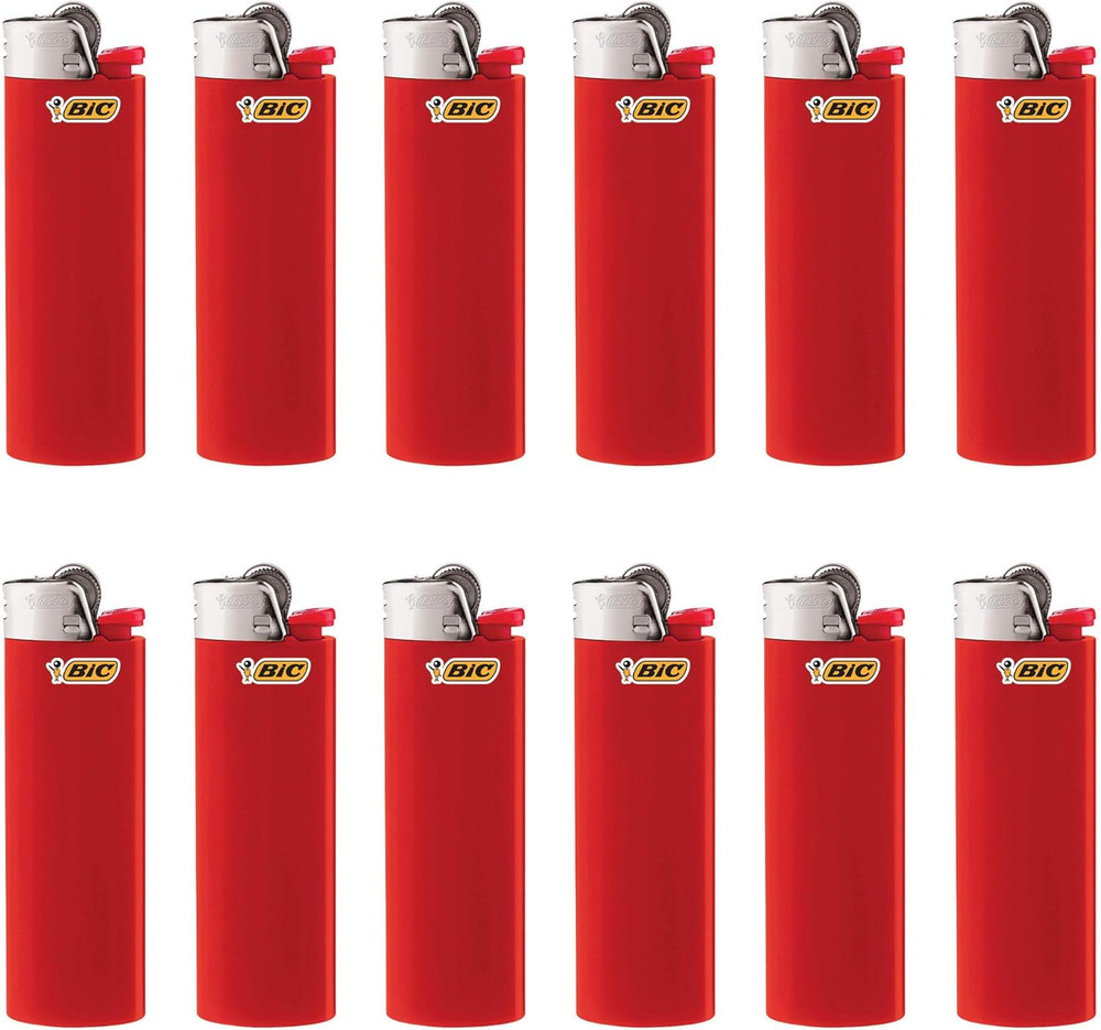 BIC Classic Maxi Pocket Lighter, Red, 12-Pack (Packaging May Vary)