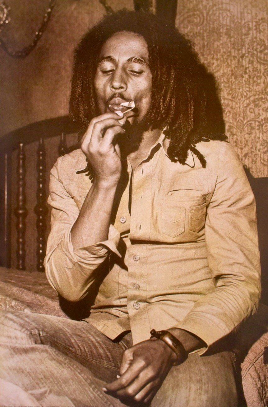 Bob Marley Lighting Joint in Sepia Original 1996 Poster 24 x 36