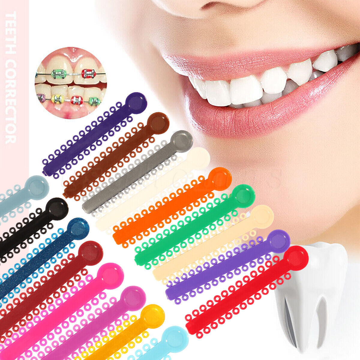 1040 Unids / bolsa Dental Lazos De Ligadura Elástica De Ortodoncia 43 Colores