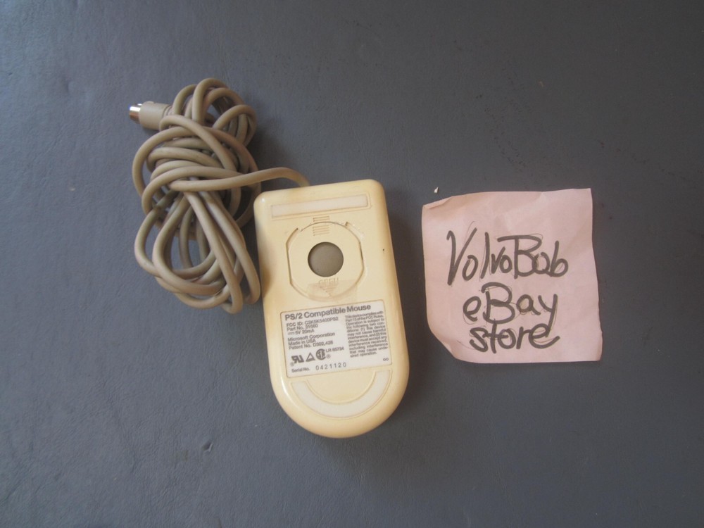 VNTG MICROSOFT 31660 PS/2 COMPATIBLE 2-BUTTON Wired Mouse - Tested & WORKS
