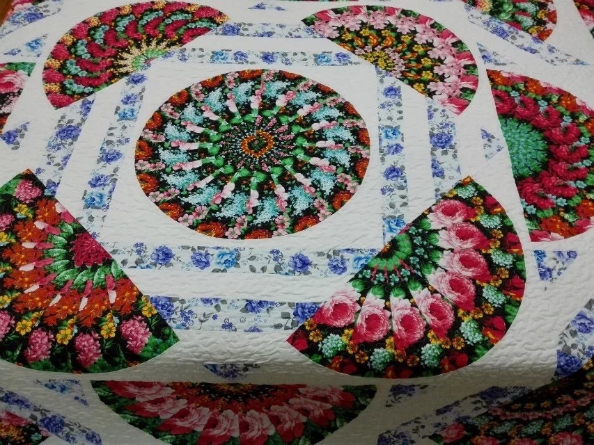 New King size machine pieced and quilted Patchwork quilt / #NJ-85K