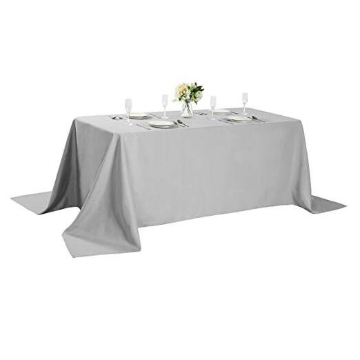 Rectangle Tablecloth 90x132 inch Washable 90" x 132" (Rectangular) Silver