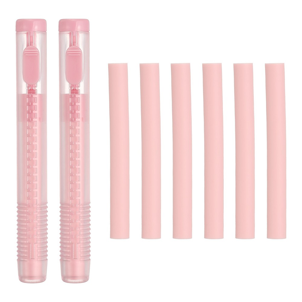 8 Pack Erasers, Pencil Erasers Large Eraser Push Pull Cute Soft, Pink TPE