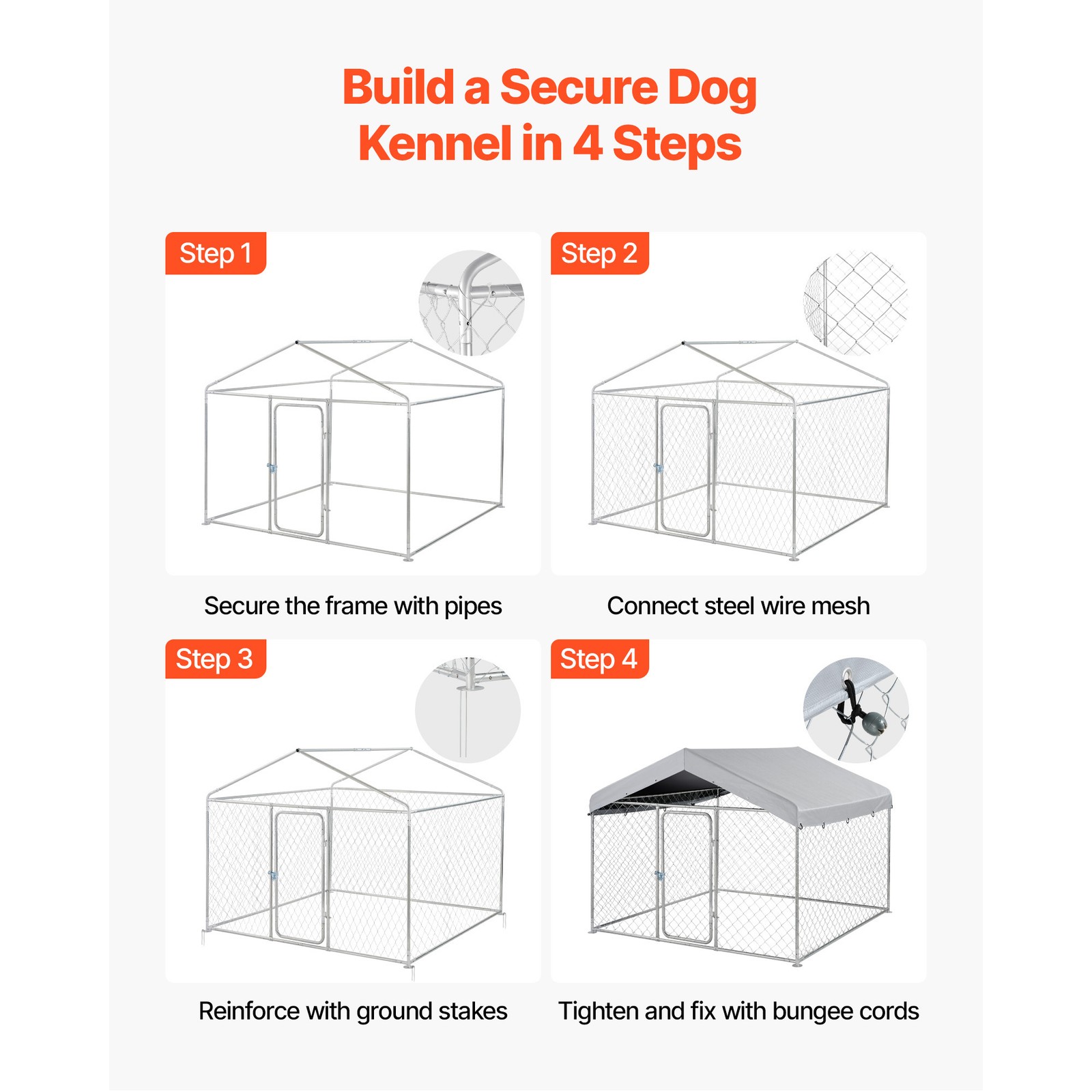 Uimoso Spacious Outdoor Dog Kennel with Lockable Door & Weatherproof Cover