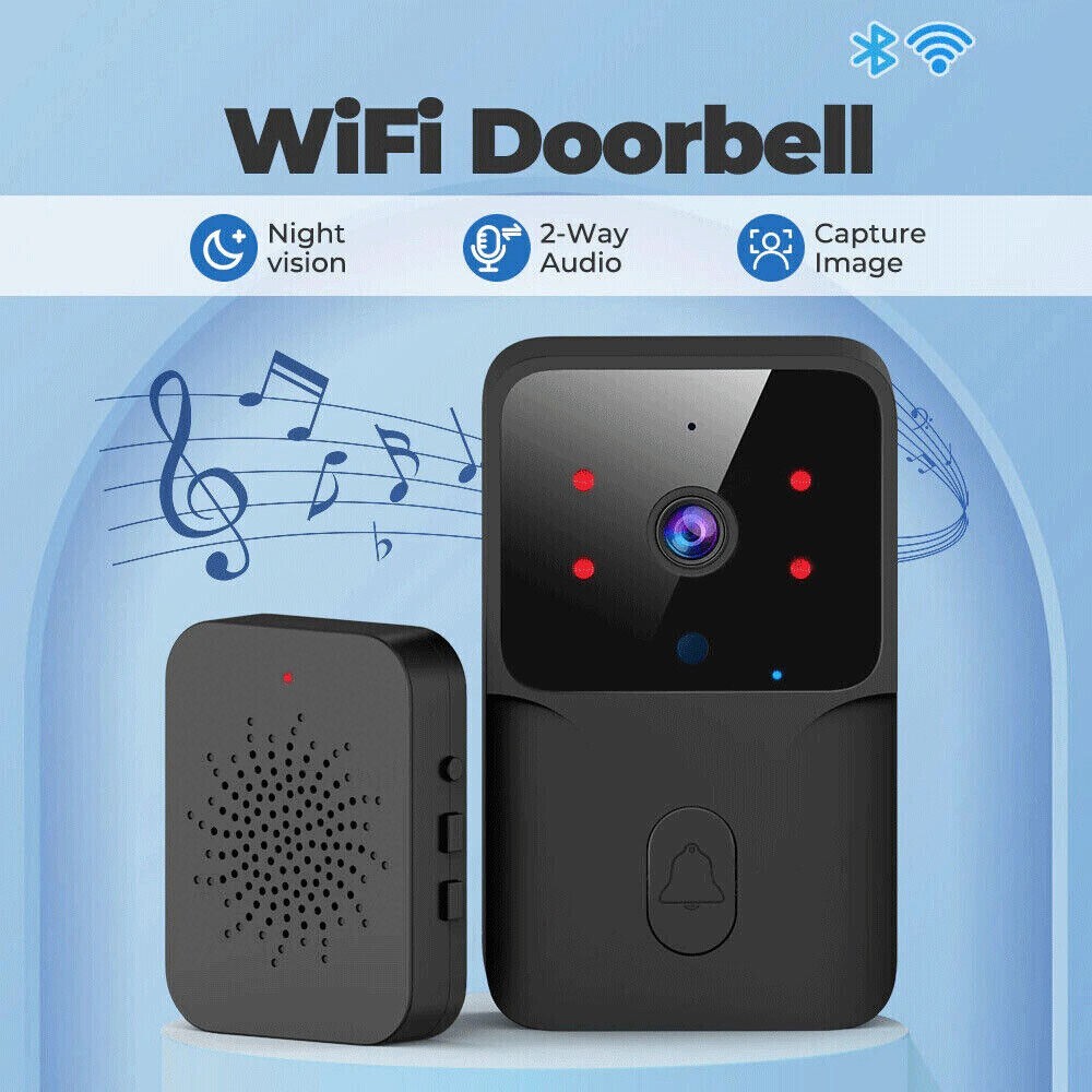 Smart Wireless WiFi Doorbell Intercom Video Camera Door Ring Bell Chime Security