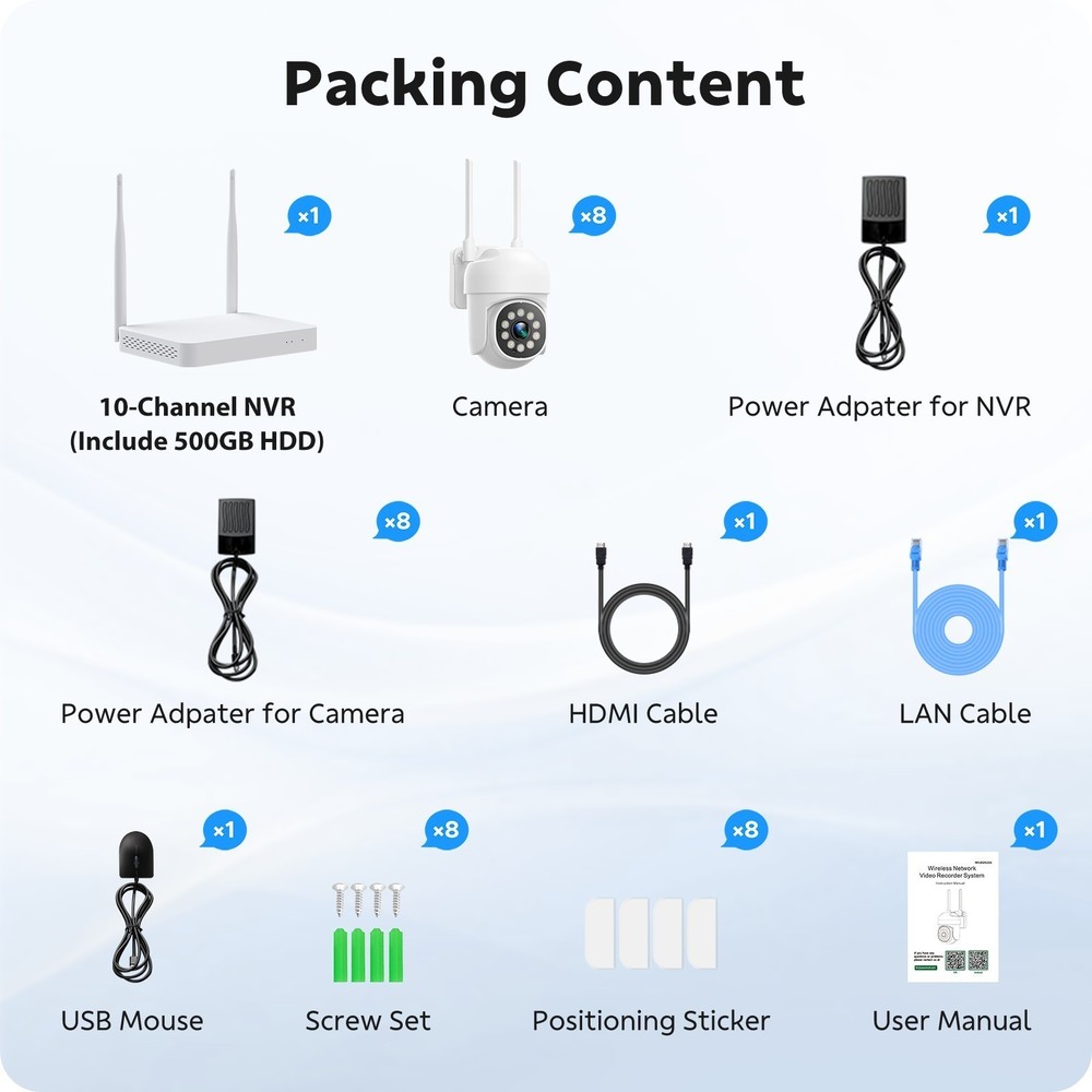 Wi-Fi Pro Wireless Security Camera System 2MP 4MP Plug-in Camera Indoor Outdoor