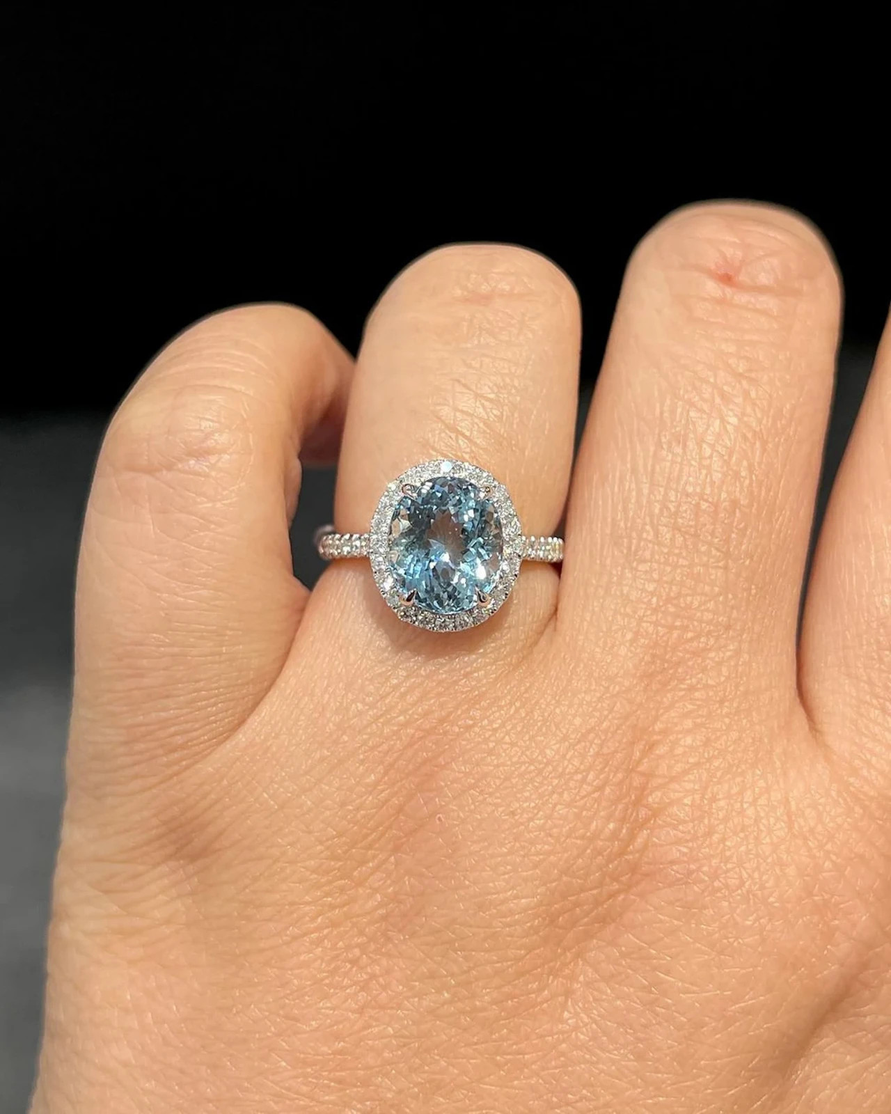 4.50 Ct Oval Cut Natural Aquamarine Diamond Wedding Ring 14K White Gold Size 7