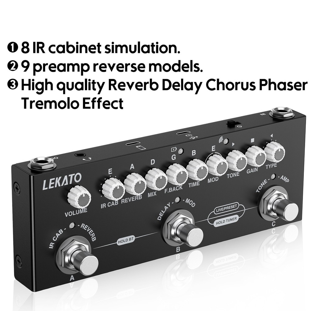 Multi Effects Guitar Pedal Reverb Delay Chorus Phaser, IR Loading 9 AMP Modes