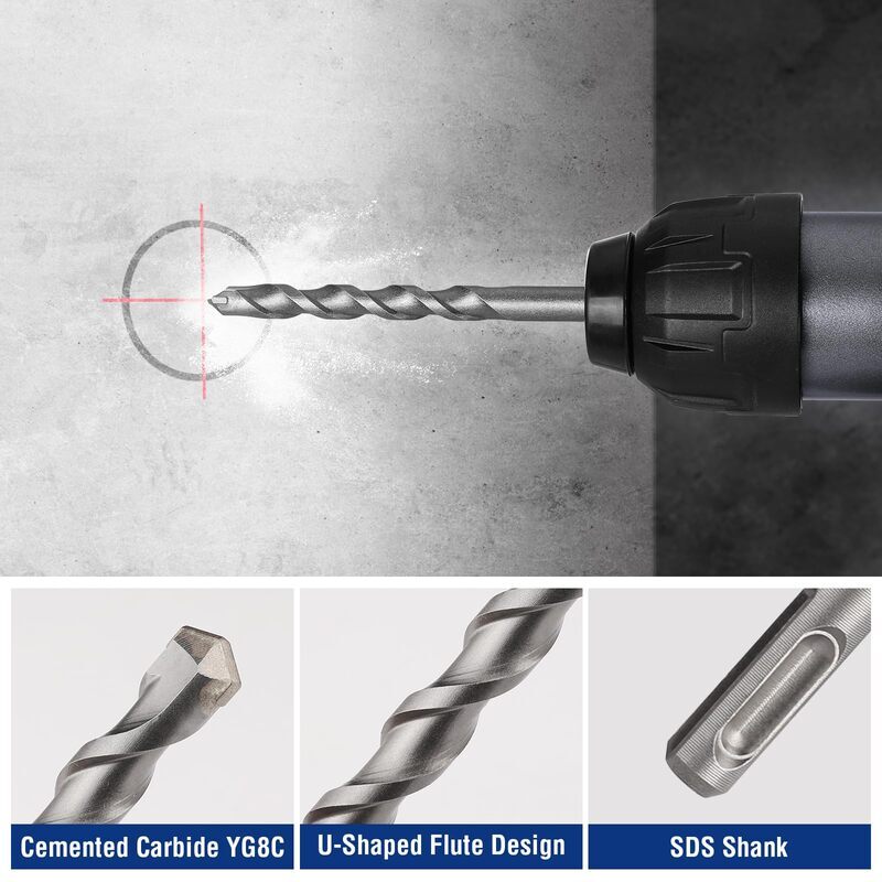 WORKPRO 16PC SDS-Plus Rotary Hammer Drill Bits and Chisel Set for Concrete Stone