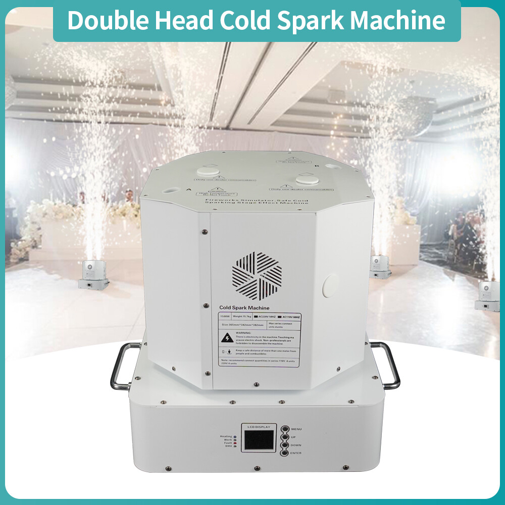 1500W Spin Cold Spark Machine Double Fireworks Fountain DMX Sparkler Machine