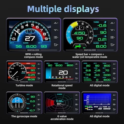 Obd2 Gauge Display Heads Up Display 4.3-inch TFT LCD Screen Multi-Function