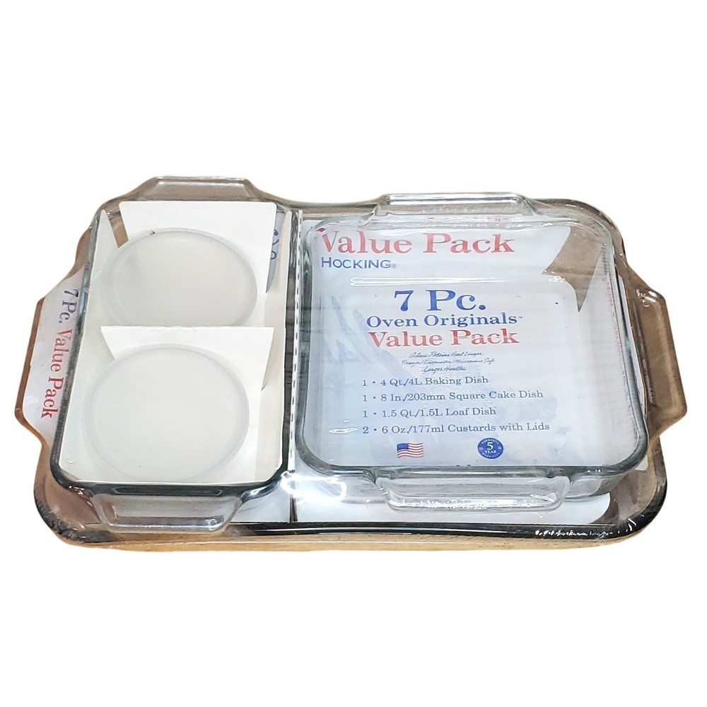 Anchor Hocking 7 Piece Baking Dish Value Pack Set Sealed Clear