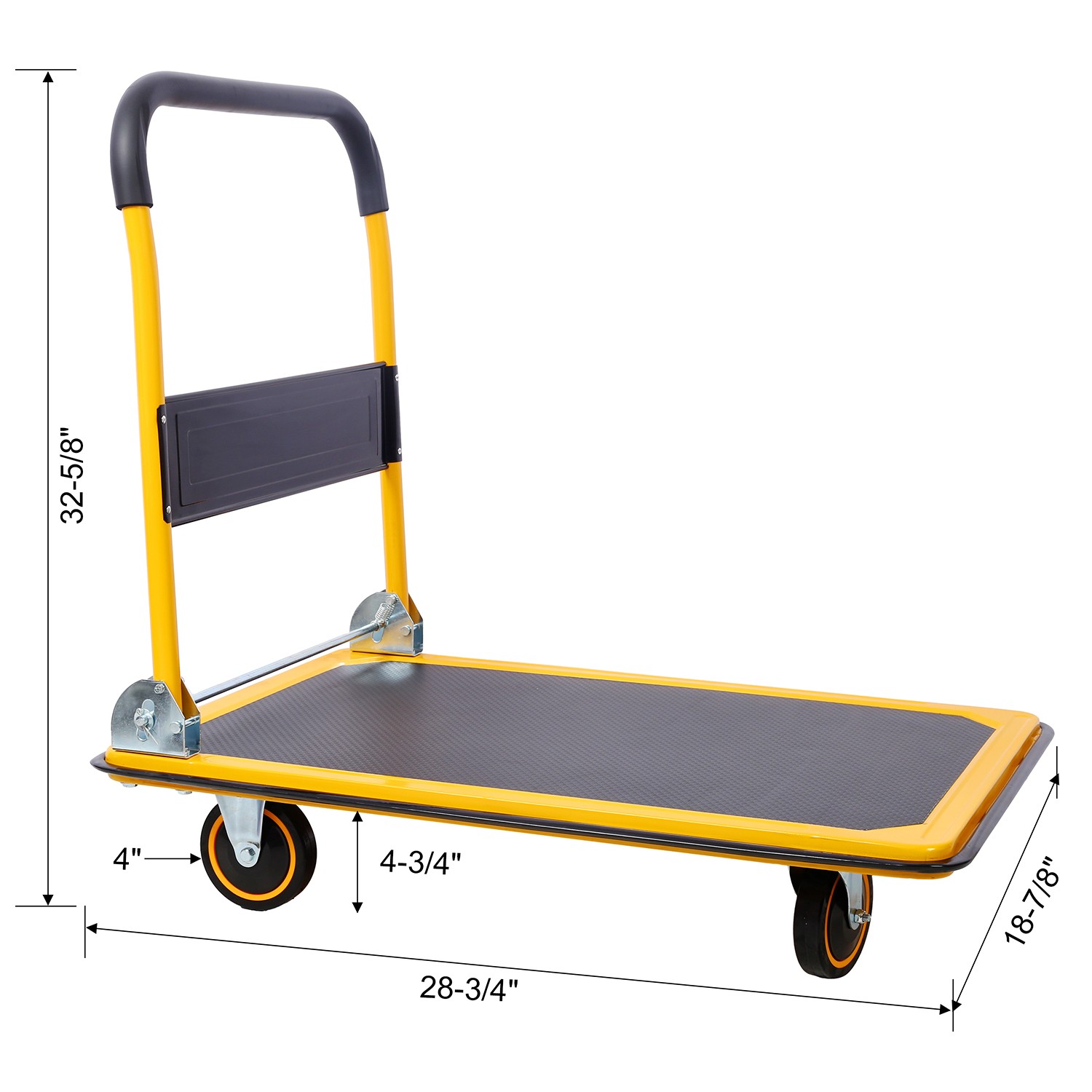 Foldable Platform Truck Push Dolly 330 lb. Weight Capacity Black and Yellow