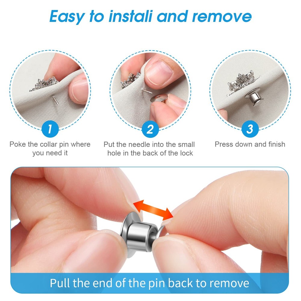 20PCS Locking Pin Back Keeper Clasp, Metal Backing for Silver