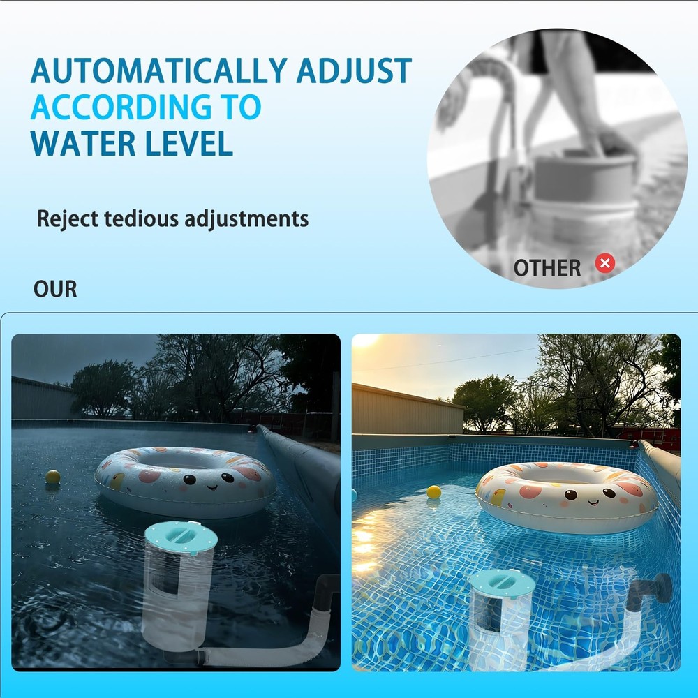Surface Float Skimmer,No Installation Required, no Adjustable Bracket Require...