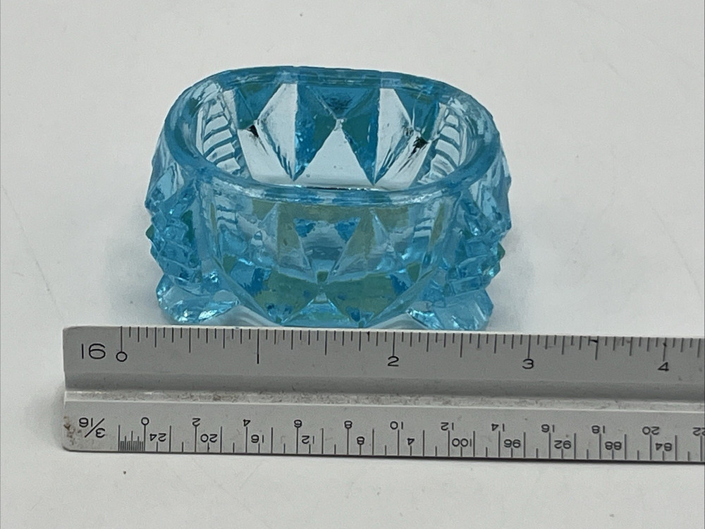 Sapphire Blue EAPG Open Master Salt Cellar 3" Antique