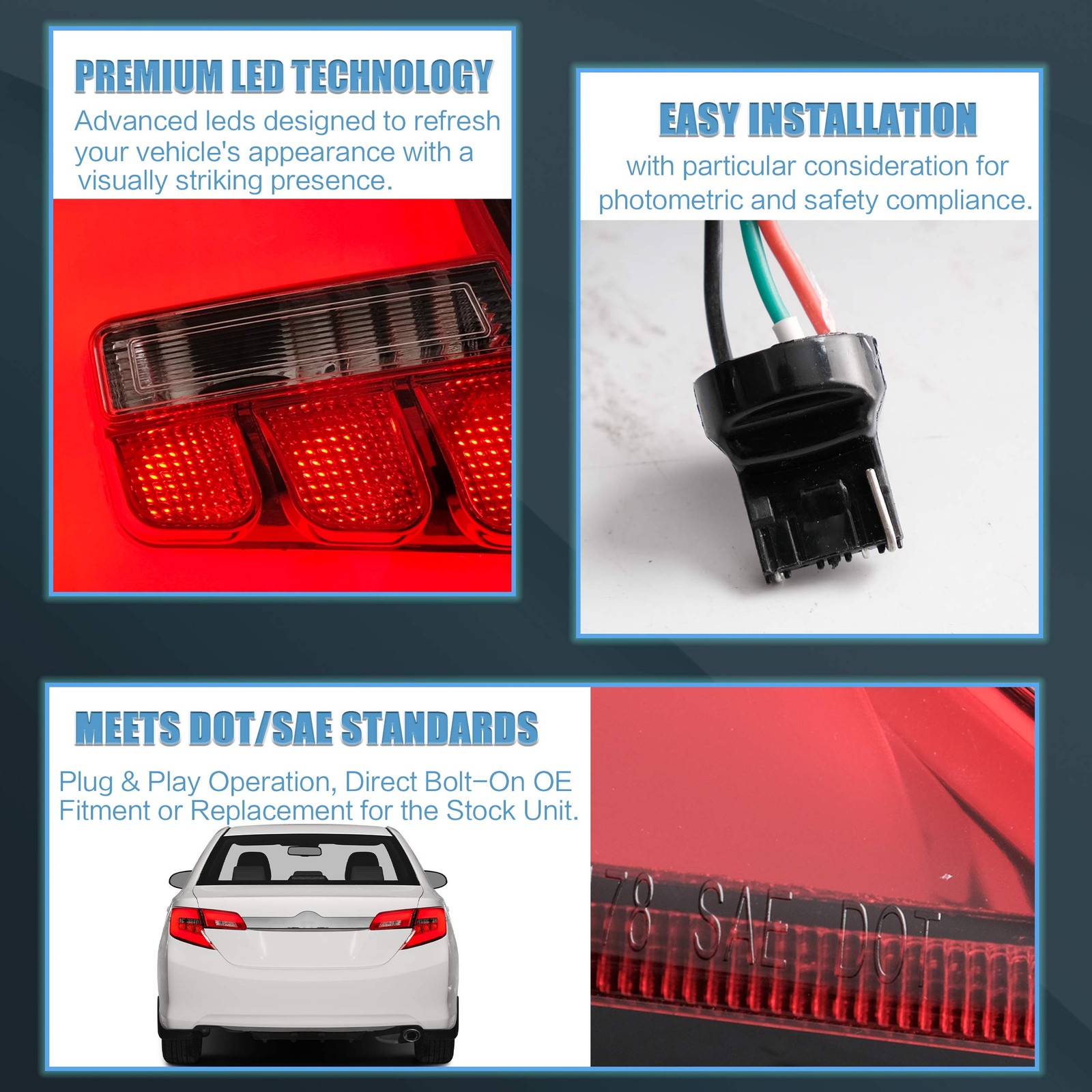 Tail Lights Assembly fit for 2012-2014 Toyota Camry Plug and Play