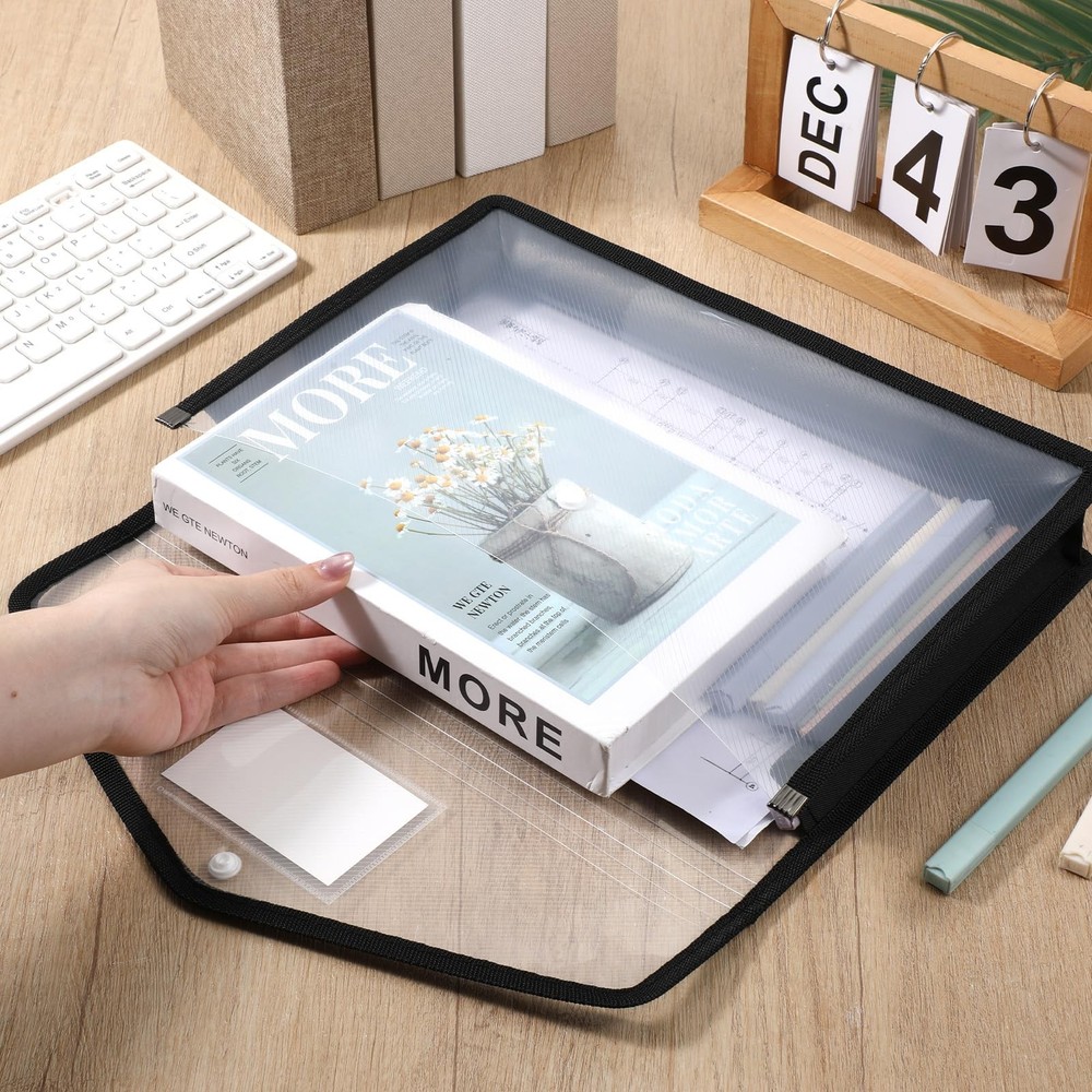 12 Pack Plastic Expanding File Folder, Folders for Documents with Snap Closur...