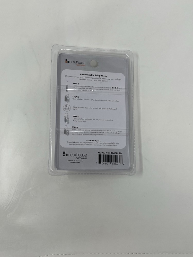 Newhouse Hardware Improved 4-Digit Combination Lock, Black