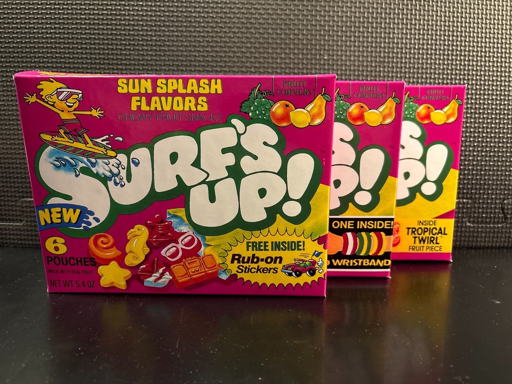 Surfs Up fruit snacks - 3 empty custom design display boxes