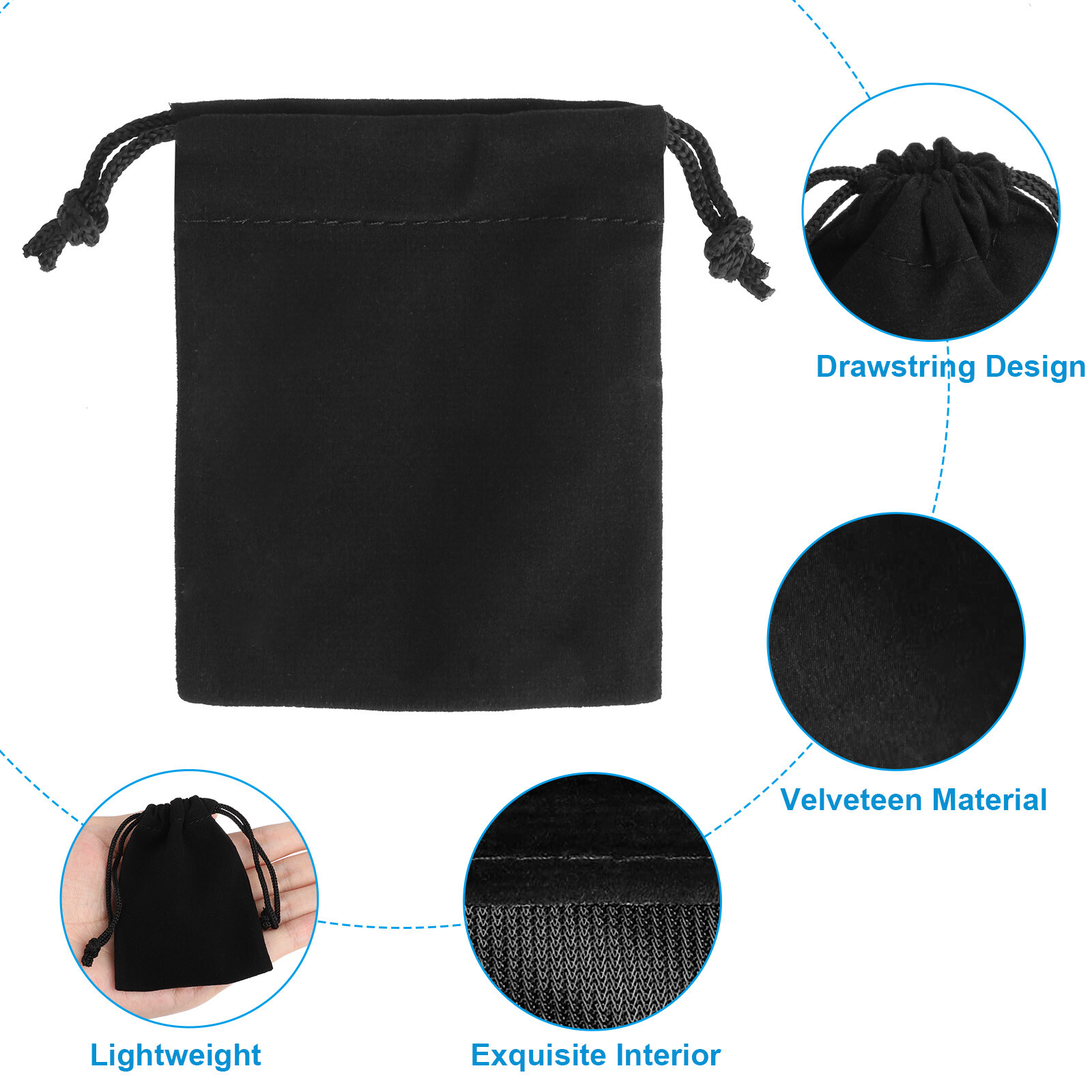 50/100Pcs Velvet Drawstring Velour Gift Pouches Ring Jewelry Bag Wedding Favors