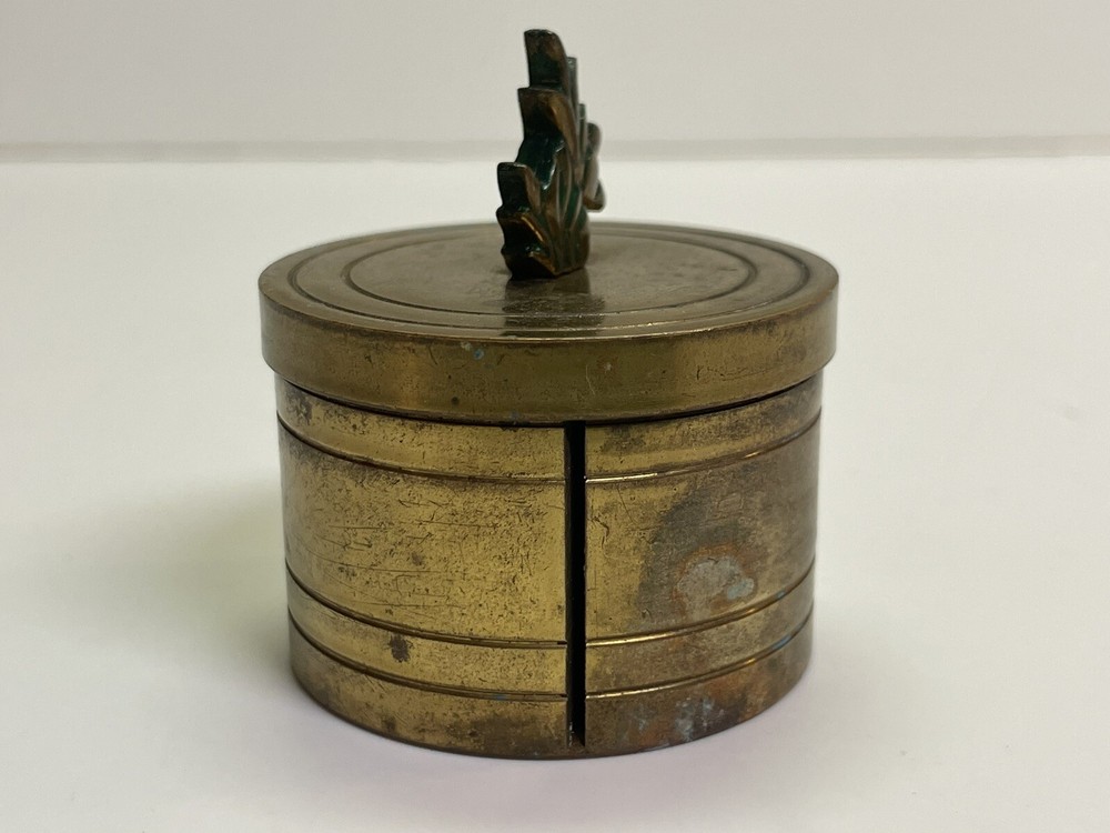 Vintage Brass Desktop Stamp Roll Dispenser Box