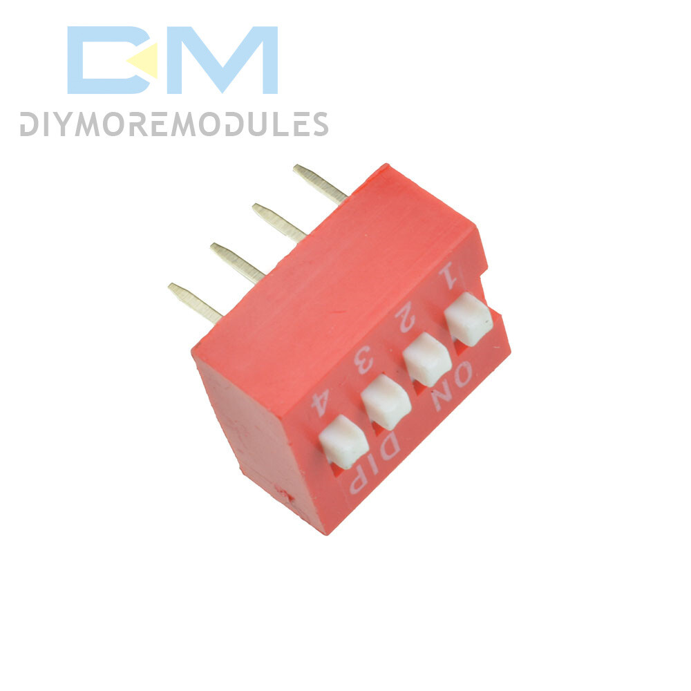 10Pcs Slide Type Switch 2.54mm 4-Bit 4 Position Way DIP Red Pitch Module